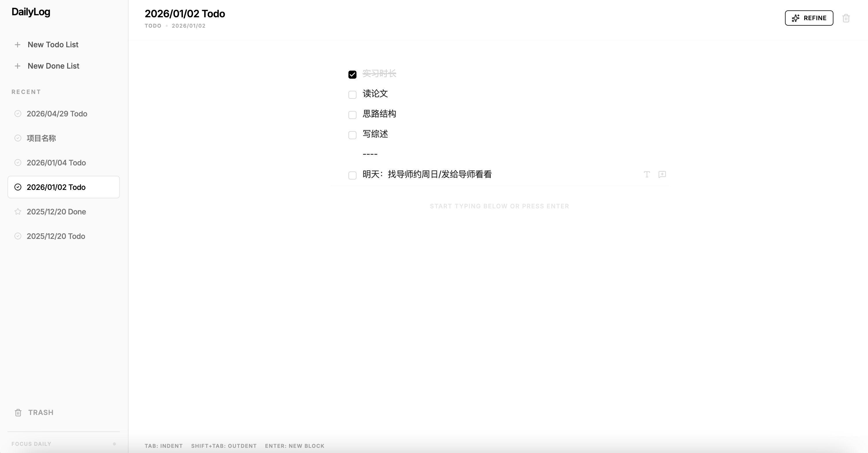 TODO & Done List preview